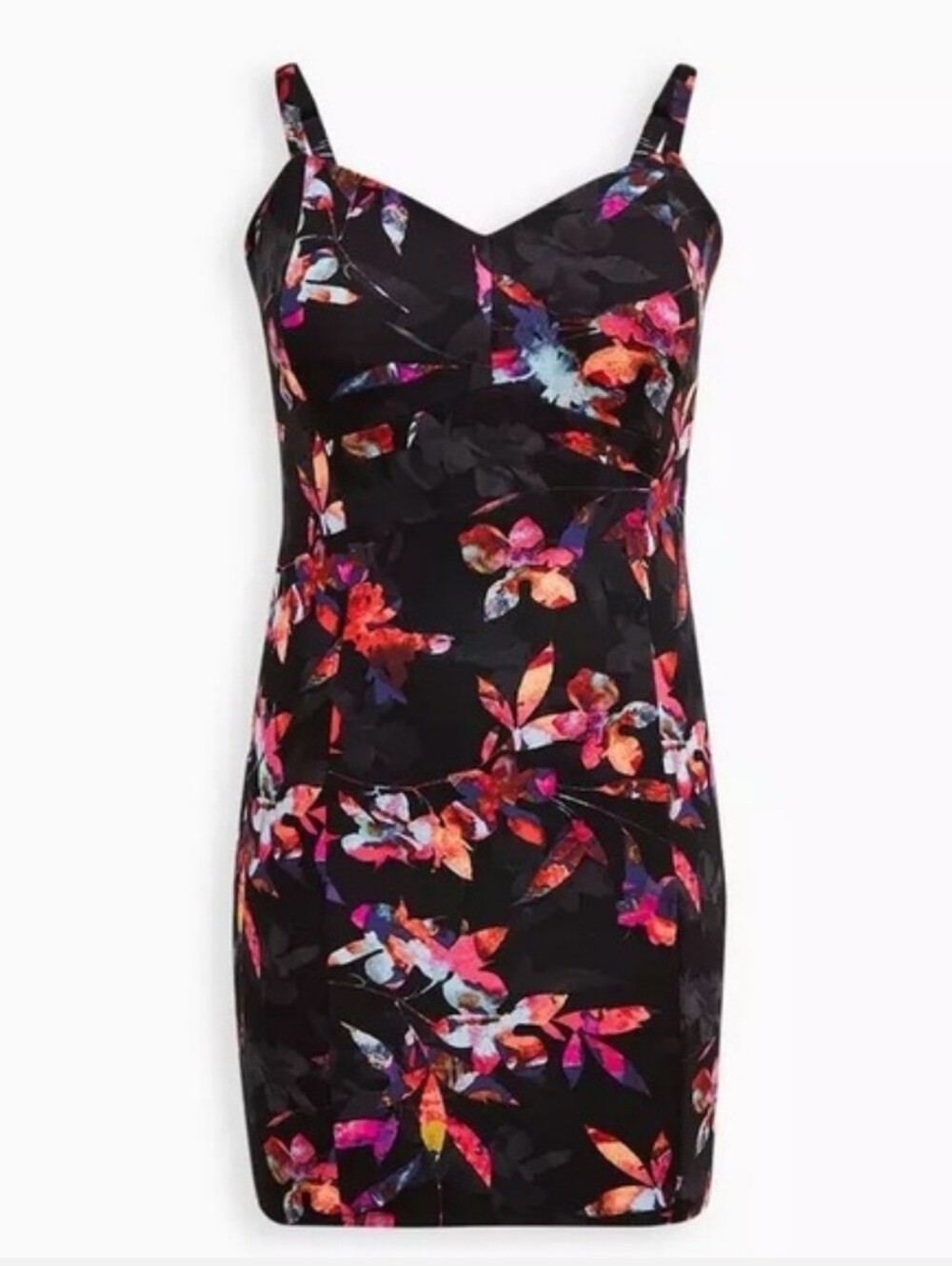 Torrid Mini Scuba Floral Print Black Bodycon Lace-up Dress 5x